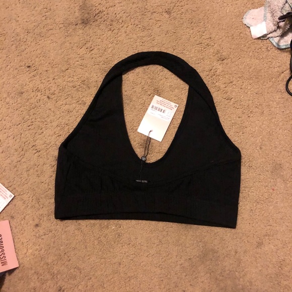 Missguided Ribbed Micro Halter Bralet - Picture 2 of 4